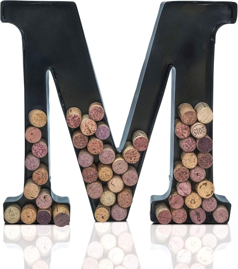 Made Easy Kit Metal Letter Wine Cork Keepsake Saver & Holder Monogram w/Free Wall Mount Kit A-Z (Letter M, Large) - Image 2